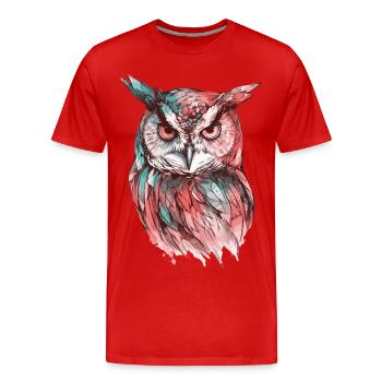 Eule Uhu Vogel Nachtvogel Tier Nacht Mond Natur - Männer Premium Bio T-Shirt - Rot - Vorne - Damien (186cm)