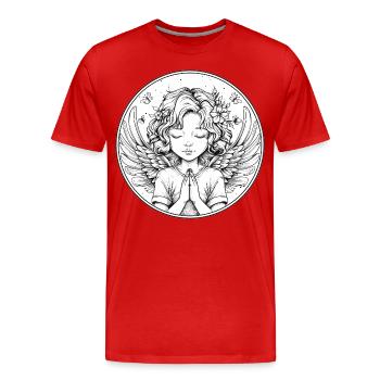 Ange priant en cercle - T-shirt bio Premium Homme - rouge - Devant - Damien (186cm)