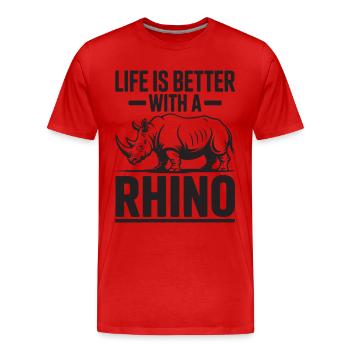 Rhinoceros - Men's Premium Organic T-Shirt - red - Front - Damien (186cm)