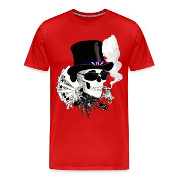 Skull mit Sonnenbrille und Zylinder - Männer Premium Bio T-Shirt - Rot - Vorne - Damien (186cm)