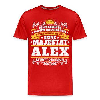 Seine Majestät Alex - Männer Premium Bio T-Shirt - Rot - Vorne - Damien (186cm)