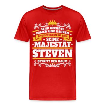 Seine Majestät Steven - Männer Premium Bio T-Shirt - Rot - Vorne - Damien (186cm)