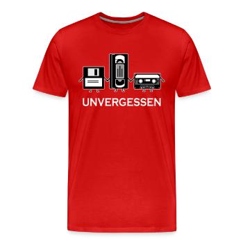 Unvergessen Diskette VHS Kassette - Männer Premium Bio T-Shirt - Rot - Vorne - Damien (186cm)