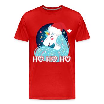 Ho ho ho Noël Unicorn - T-shirt bio Premium Homme - rouge - Devant - Damien (186cm)
