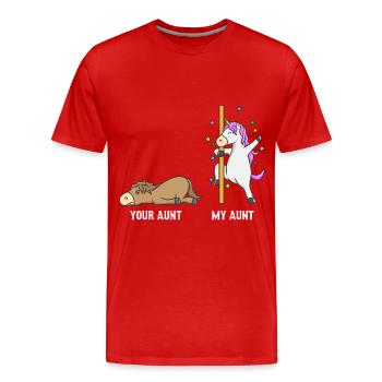 Einhorn Pferd Deine Tante Meine Tante Geschenk EN - Männer Premium Bio T-Shirt - Rot - Vorne - Damien (186cm)