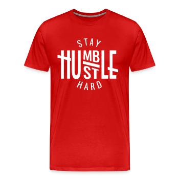 Stay Humble Hustle Hard Entrepreneur - Männer Premium Bio T-Shirt - Rot - Vorne - Damien (186cm)