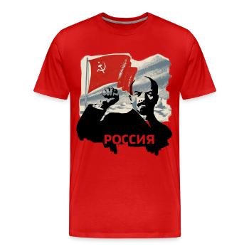 lenin russia flag ussr communism revolution - Men's Premium Organic T-Shirt - red - Front - Damien (186cm)