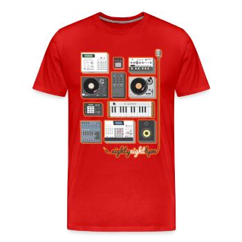 Ensemble complet de 88 BPM (orange / jaune) - T-shirt bio Premium Homme - rouge - Devant - Damien (186cm)