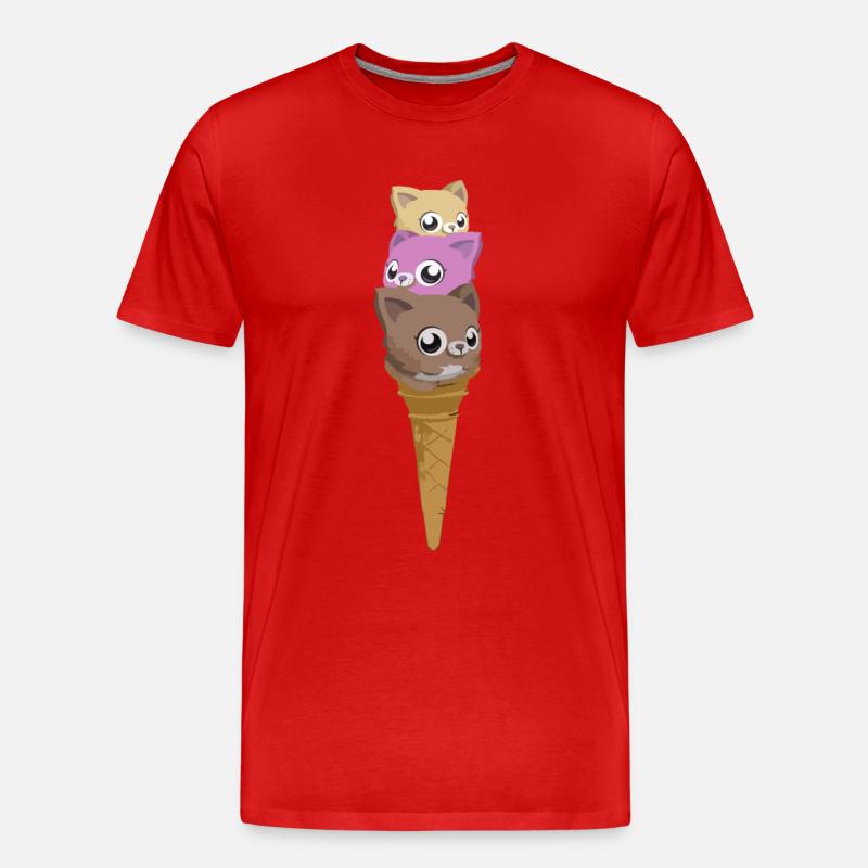 Katzen Eis - Männer Premium Bio T-Shirt - Rot
