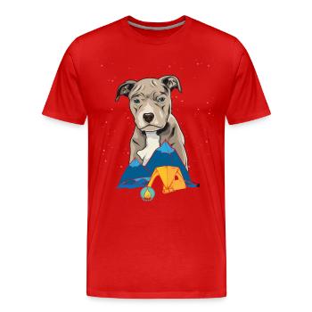 Pit Bull Terrier Pitbull Camping Camping cadeau - T-shirt bio Premium Homme - rouge - Devant - Damien (186cm)