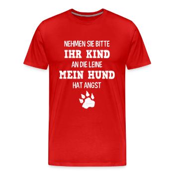 Dog paw leash child funny sayings gift - Men's Premium Organic T-Shirt - red - Front - Damien (186cm)