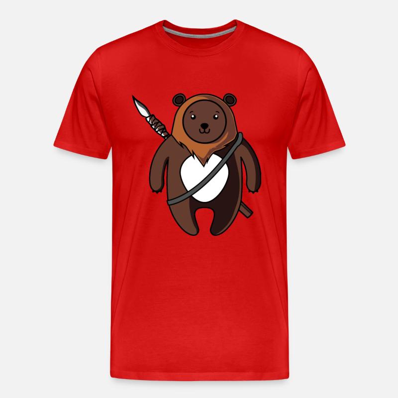 süßer Bär mit Speer - Männer Premium Bio T-Shirt - Rot