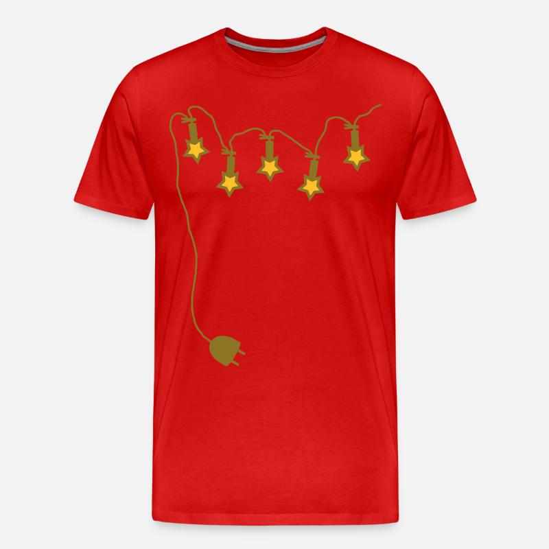 Lichterkette mit Stecker - V2 - Männer Premium Bio T-Shirt - Rot