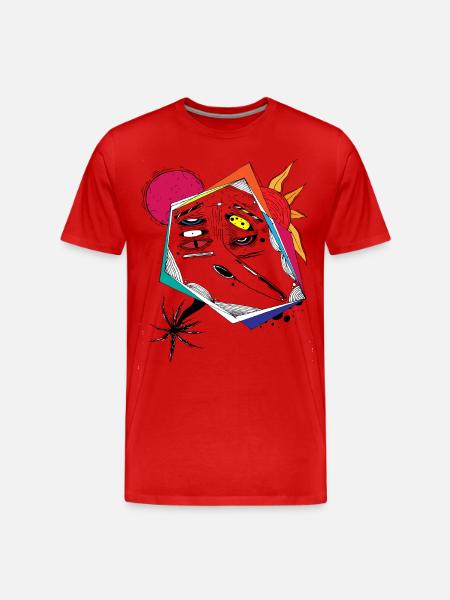 abstract art face gift shirt - Men's Premium Organic T-Shirt - red