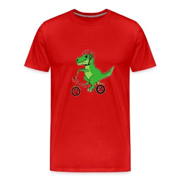 Dino Fahrrad Geschenk Shirt - Männer Premium Bio T-Shirt - Rot - Vorne - Damien (186cm)