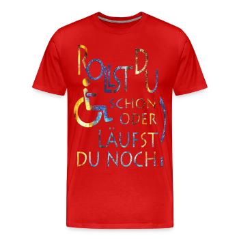 Rollst du schon farbig - Männer Premium Bio T-Shirt - Rot - Vorne - Damien (186cm)