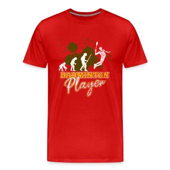 Cooles Badminton - Männer Premium Bio T-Shirt - Rot - Vorne - Damien (186cm)