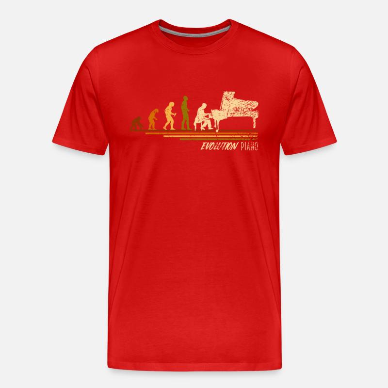 Evolution Pianist - Männer Premium Bio T-Shirt - Rot