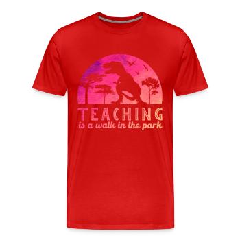 Teacher Teacher T-Rex School Gift - Men's Premium Organic T-Shirt - red - Front - Damien (186cm)