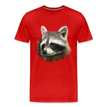 Waschbär Schupp Illustration Design Geschenk - Männer Premium Bio T-Shirt - Rot - Vorne - Damien (186cm)