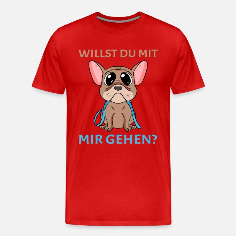 Willst du mit mir(Gassi) gehen? - Männer Premium Bio T-Shirt - Rot