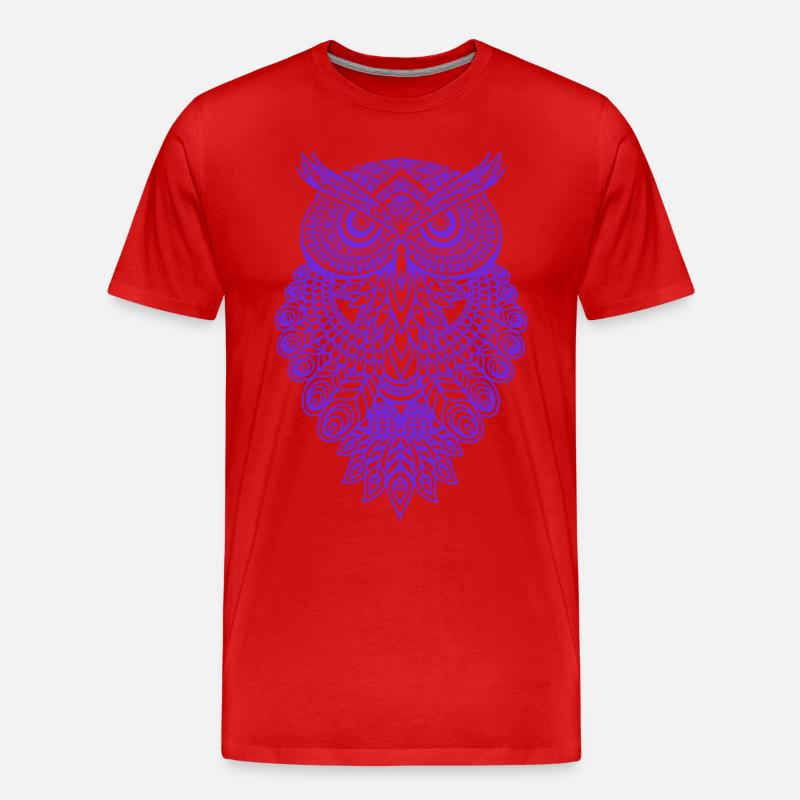 Eule Owl Grafik Graphic Kunst Geschenk Mandala - Männer Premium Bio T-Shirt - Rot