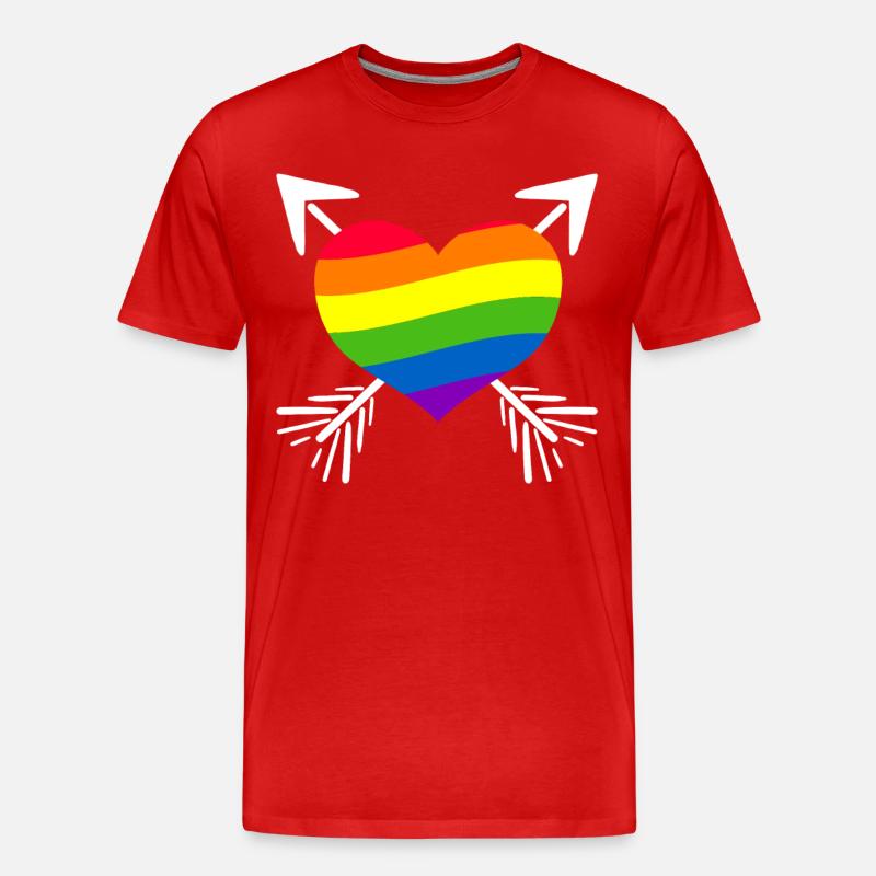 Regenbogen Herz Pfeil - Männer Premium Bio T-Shirt - Rot