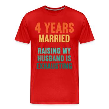 4 ans marié drôle 4ème anniversaire de mariage - T-shirt bio Premium Homme - rouge - Devant - Damien (186cm)