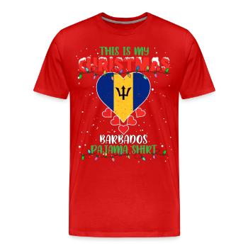 This Is My Christmas Barbados Flag Pajama - Männer Premium Bio T-Shirt - Rot - Vorne - Damien (186cm)