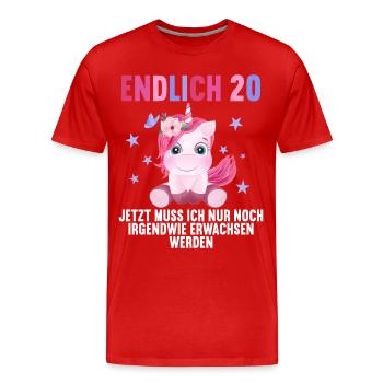 20 Jahre Nur noch erwachsen werden 20. Geburtstag - Männer Premium Bio T-Shirt - Rot - Vorne - Damien (186cm)