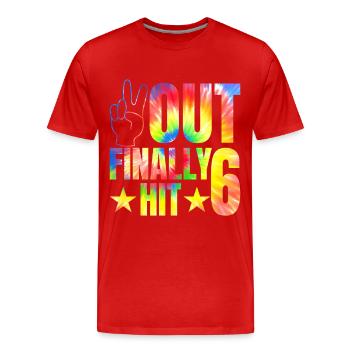 Celebrant 6th Birthday Celebration - Men's Premium Organic T-Shirt - red - Front - Damien (186cm)