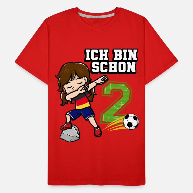 Fußball Mädchen Ich bin schon 2 Geburtstag Männer Premium Bio T-Shirt