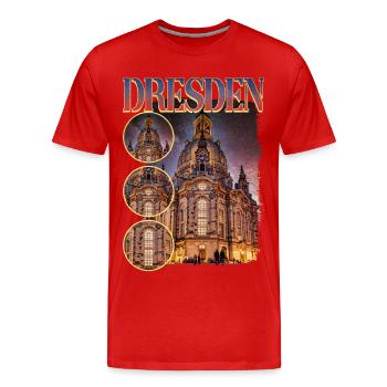 Dresden Germany City Skyline Home Love - Men's Premium Organic T-Shirt - red - Front - Damien (186cm)