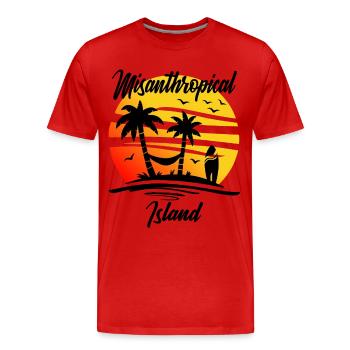 Misanthropical Island Funny Sarcasm Palms - Men's Premium Organic T-Shirt - red - Front - Damien (186cm)