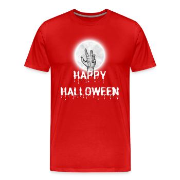 Happy Halloween Hand Zombie Creepy Vampire Blood - T-shirt bio Premium Homme - rouge - Devant - Damien (186cm)
