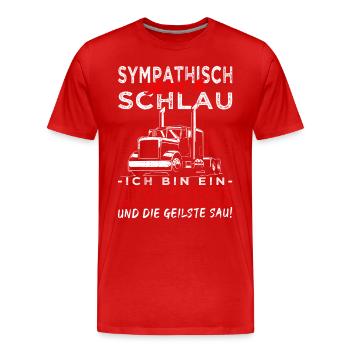 Sympathisch, sexy & schlau LKW Fahrer - Trucker - Männer Premium Bio T-Shirt - Rot - Vorne - Damien (186cm)