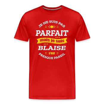 BLAISE PARFAIT - PRENOM BLAISE - T-shirt bio Premium Homme - rouge - Devant - Damien (186cm)