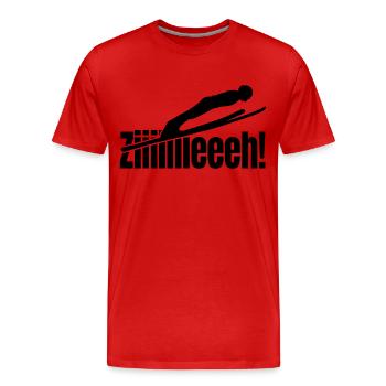 ZIEH Spruch Skispringer skispringen - Männer Premium Bio T-Shirt - Rot - Vorne - Damien (186cm)
