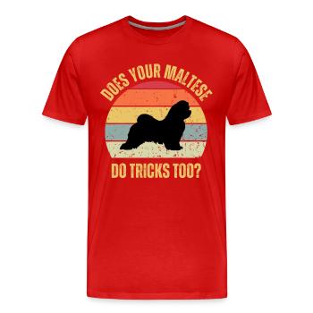 Macht Ihr Malteser auch Tricks - Männer Premium Bio T-Shirt - Rot - Vorne - Damien (186cm)