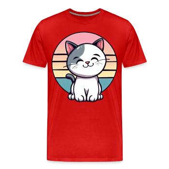 Vintage Cat Sunset - T-shirt bio Premium Homme - rouge - Devant - Damien (186cm)