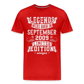 Geburtstag September 2009 Jahr Limited Edition - Männer Premium Bio T-Shirt - Rot - Vorne - Damien (186cm)