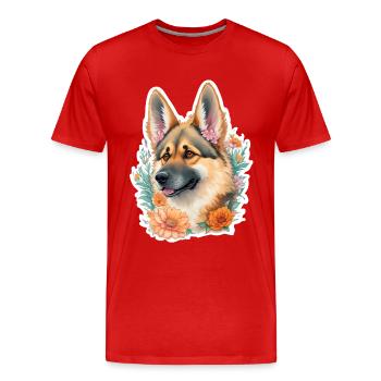 Berger allemand Mignon fleur fille - T-shirt bio Premium Homme - rouge - Devant - Damien (186cm)