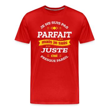 JUSTE PARFAIT - PRENOM JUSTE - T-shirt bio Premium Homme - rouge - Devant - Damien (186cm)