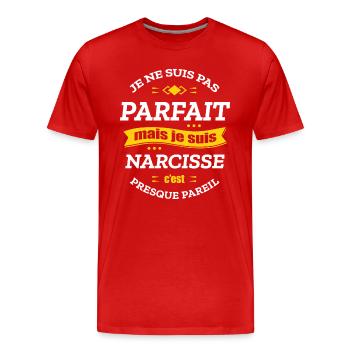 NARCISSE PARFAIT - PRENOM NARCISSE - T-shirt bio Premium Homme - rouge - Devant - Damien (186cm)