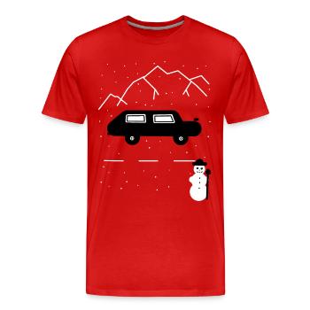 Motorist, Highway, Winter, Solitude, Snow, Car - Men's Premium Organic T-Shirt - red - Front - Damien (186cm)