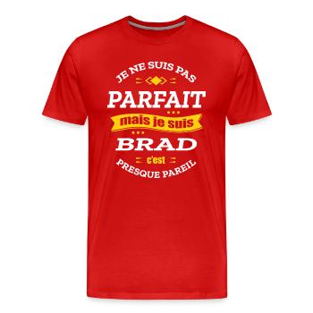 BRAD PARFAIT - PRENOM BRAD - T-shirt bio Premium Homme - rouge - Devant - Damien (186cm)