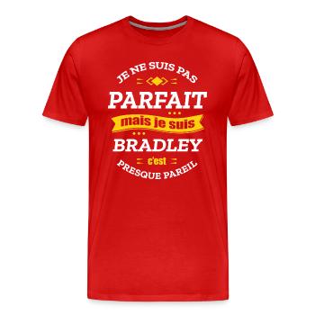 BRADLEY PARFAIT - PRENOM BRADLEY - T-shirt bio Premium Homme - rouge - Devant - Damien (186cm)