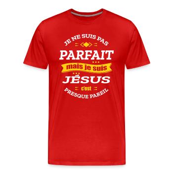 JÉSUS PARFAIT - PRENOM JÉSUS - T-shirt bio Premium Homme - rouge - Devant - Damien (186cm)