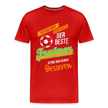 Fußball Bester Trainer Sprüche - Männer Premium Bio T-Shirt - Rot - Vorne - Damien (186cm)