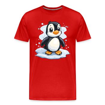 Mignon pingouin banquise enfant cadeau pour bébé - T-shirt bio Premium Homme - rouge - Devant - Damien (186cm)